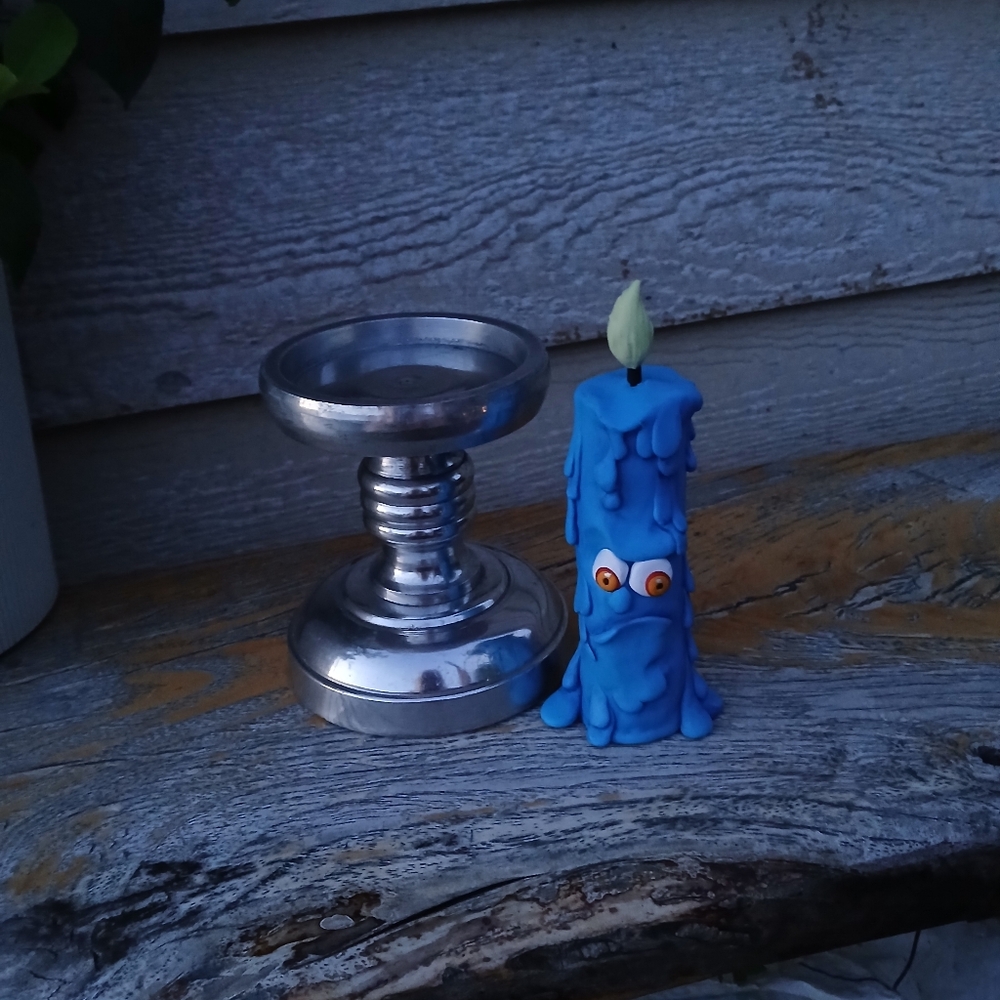 Blue Decorative Candle with Silver Holder - Picture 6 of 7